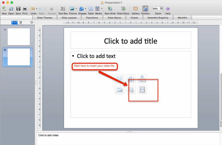 powerpoint video embed for mac and pc